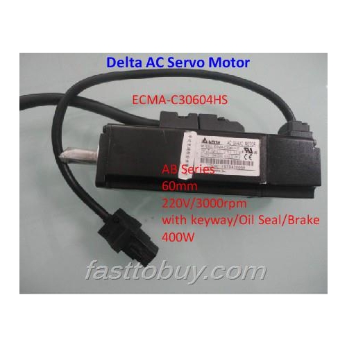 Delta AC Servo Motor AB Series ECMA-C30604HS 60mm 220V 3000rpm with keyway/Oil Seal/Brake 400W 0.4KW New