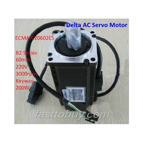 Delta AC Servo Motor B2 Series ECMA-C20602ES 60mm 220V 3000rpm Keyway 200W New