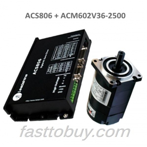 Leadshine 200W brushless AC servo set (drive ACS806 + motor ACM602V36-2500) New