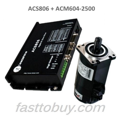 Leadshine 400W brushless AC servo set (drive ACS806 + motor ACM604-2500) New