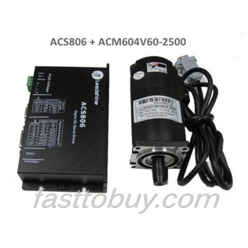 Leadshine 400W brushless AC servo set (drive ACS806 + motor ACM604V60-2500) New