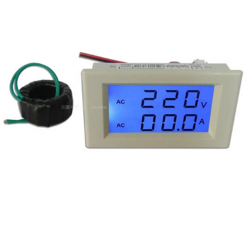 10pcs AC 100-300V AC 0-50A Voltmeter Ammeter LCD Dual Digital Display With Current Transformer