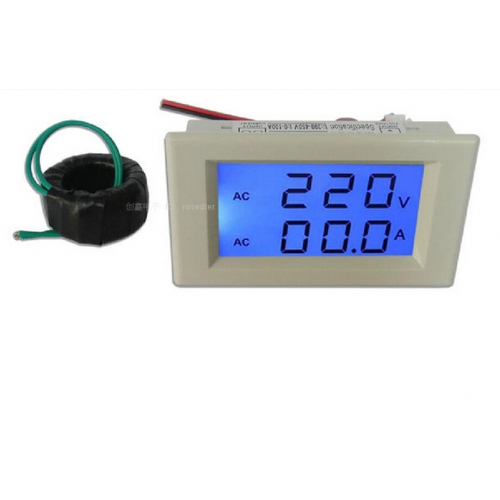 10pcs AC 200-500V AC 0-100A Voltmeter Ammeter LCD Dual Digital Display With current transformer