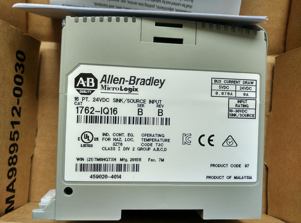 1762-IQ16 AB Allen-Bradley PLC 24VDC 16 Input Points Digital Input Module 1762 Series Original brand new