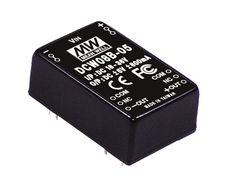 DCW08B-15 MEAN WELL 8W 18~36V Input 15V Regulated Dual Output DC-DC Converter Power Supply