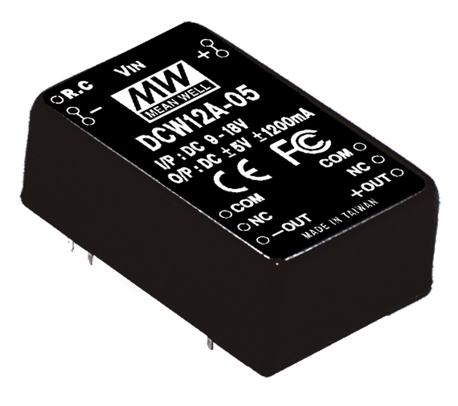 DCW12C-12 MEAN WELL 12W 36~72V Input 12V Regulated Dual Output DC-DC Converter Power Supply