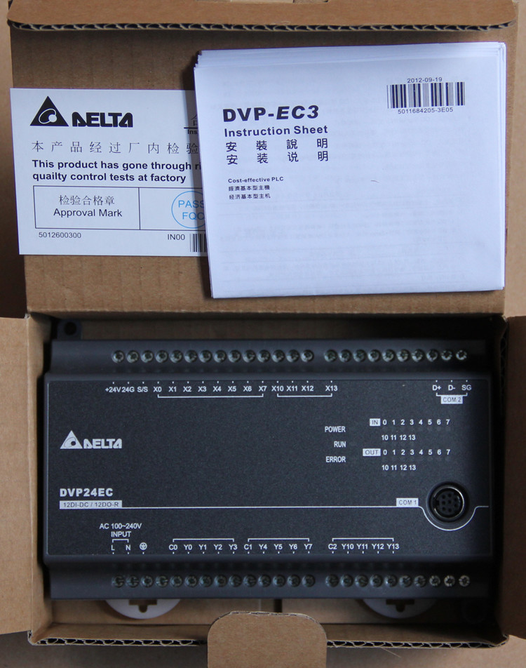 DVP24EC00T3 Delta PLC 100-240VAC DI12 DO12 transistor output Standard Original brand new