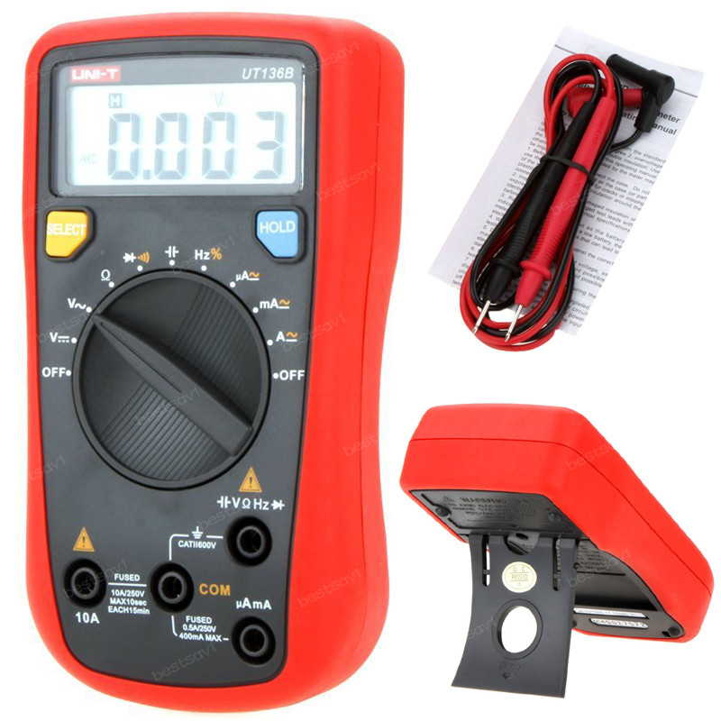 LCD Digital Multimeter AC DC meter Testing probe UT136B UNI-T