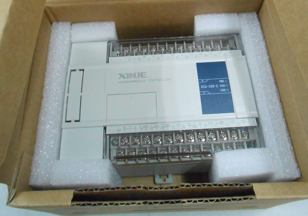 PLC CPU AC220V 18 DI NPN 14 DO Relay XC3-32R-E with  programming cable New